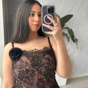 House of CB Black Lace Floral Camisole size medium